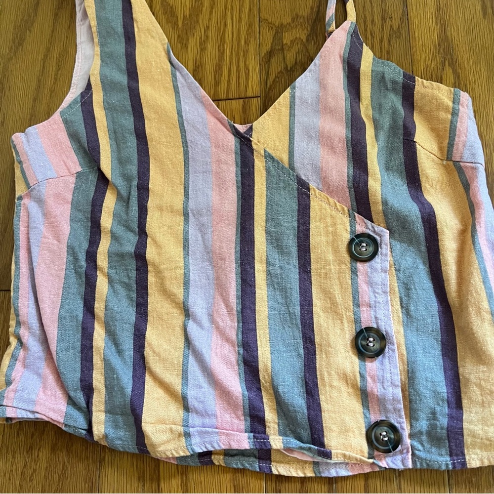 Les lis Vertical Striped Asymmetrical Women's Top crop shirt small s - Picture 4 of 9